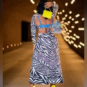 AFRM Zebra print cutout dress